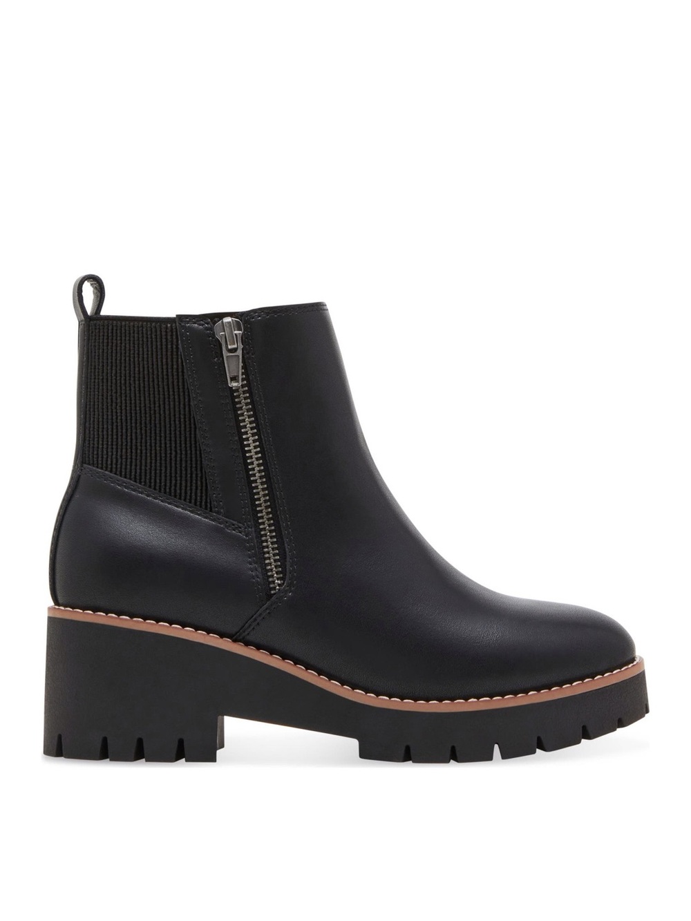BLONDO Damaris Black Leather Waterproof Platform Lug Boots 8